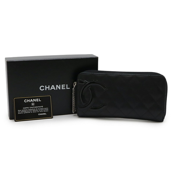 CHANEL Authentic Black Leather Logo Wallet - Picture 10 of 10